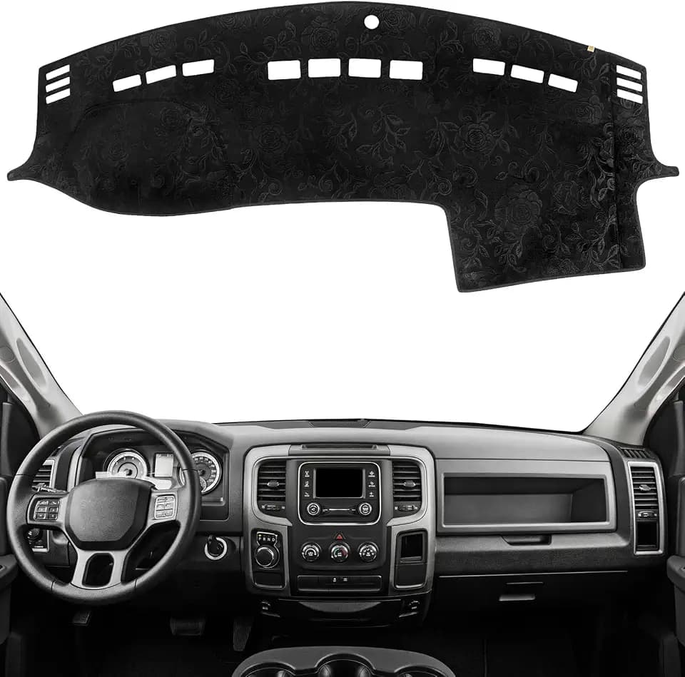 Dashboard Cover Dash Mat Fit for 2018-2009 Do-dge Ram 1500, 2018-2010 Ram 2500 3500 (Without HUD Models),Car Dash Board Mat Anti-Glare Carpet,Non-Slip Pad Sunshield Protector (Flannel)
