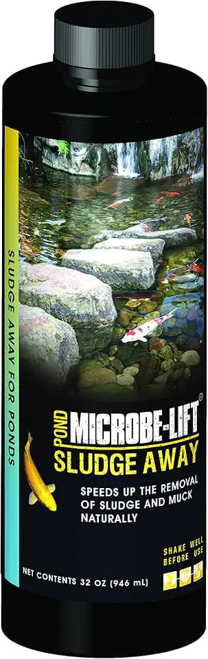 MICROBE-LIFT Sludge-Away Pond and Outdoor Water Garden Sludge Remover, Safe for Live Koi Fish, Plant Life, and Décor (32 Ounces)