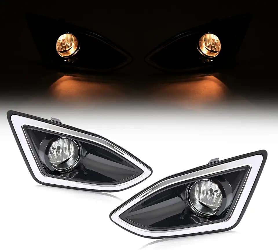 HECASA Fog Light and Fog Light Bezel Compatible with 2015-2018 Edge Bumper