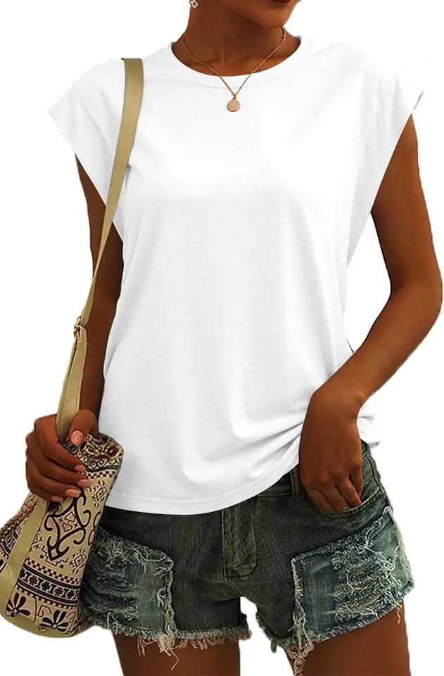 SENBATU T Shirt Damen Ärmellose Rundhals Tank Top Damen Sommer Lässiges Oberteile S-2XL 34-52