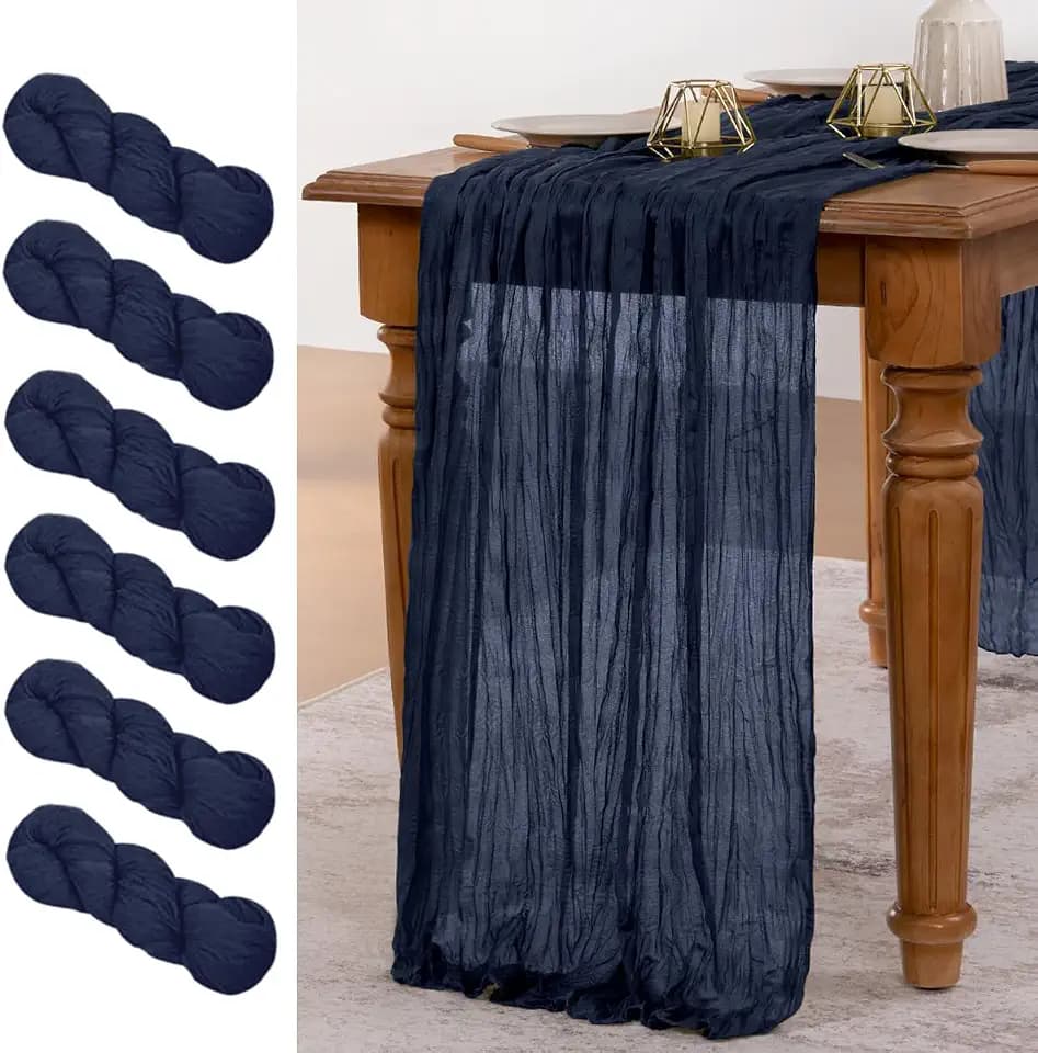 Navy Blue Cheesecloth Table Runner Boho Cheese Cloth Gauze Table Runners