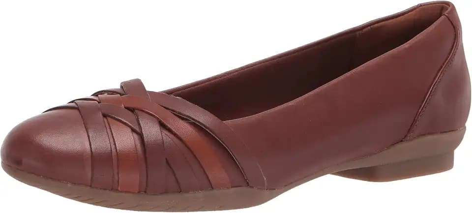 Clarks Damen Sara Clover Ballerinas, Mahagoni-Lederkombi, 36 EU