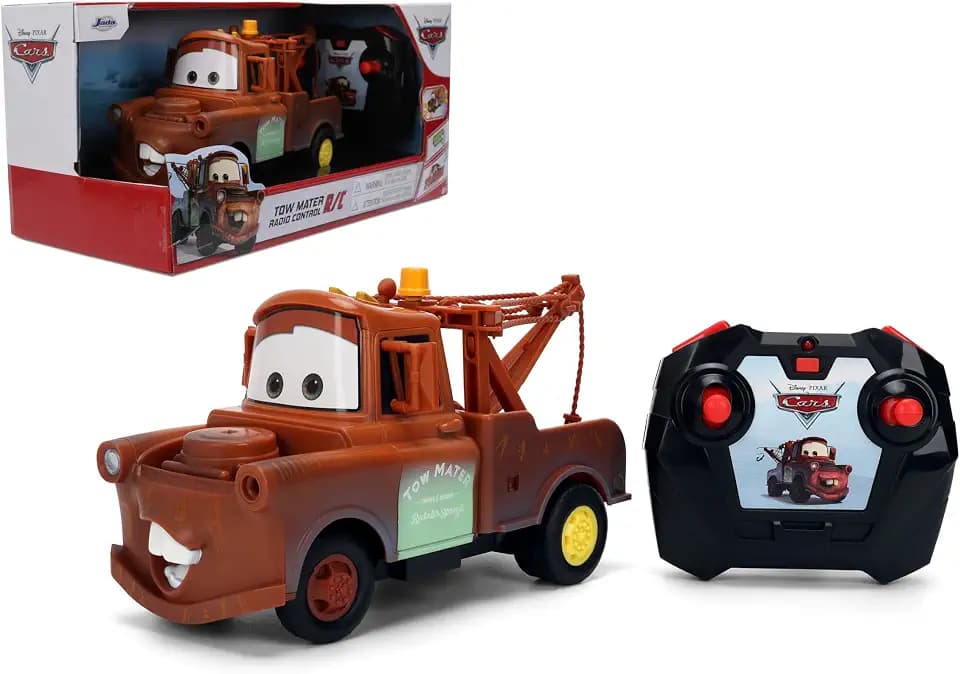 Jada Disney Pixar Cars Turbo Racer Tow Mater – 1:24 Scale RC Vehicle – Turbo Boost, USB Rechargeable, 2.4GHz – Remote Control Toy for Kids Ages 6+ – Rust Finish Toys