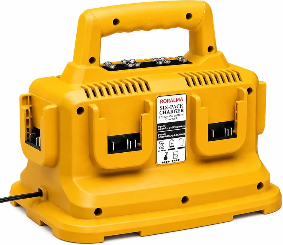 Simultaneous 6-Port Fast Charging Station for Dewalt 20V/60V Battery
