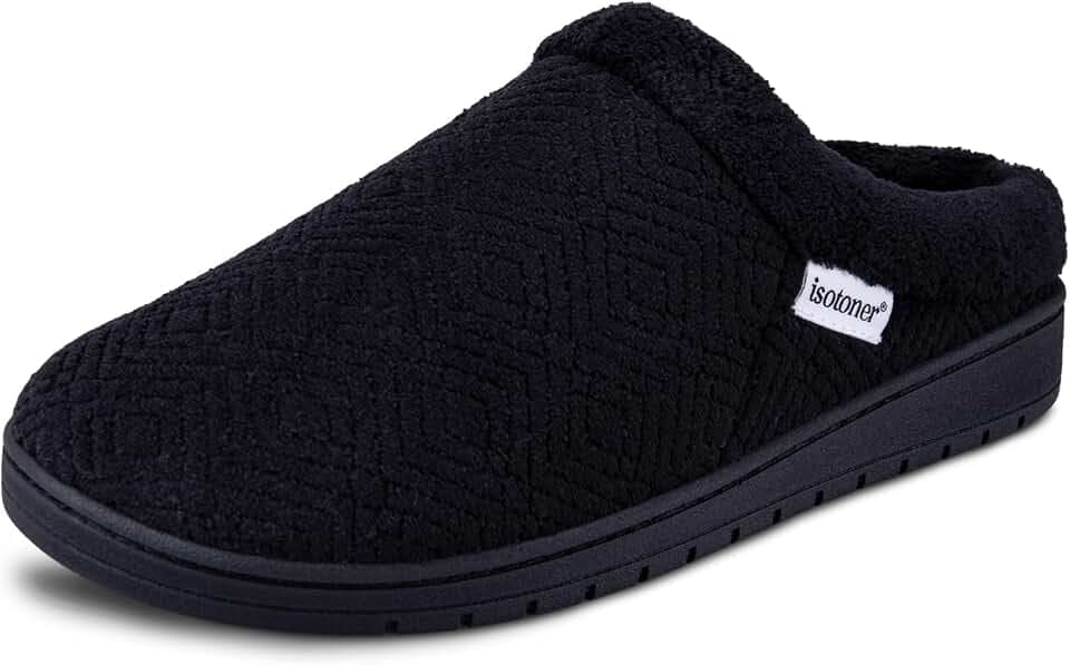 isotoner Women's Indoor/Outdoor Slip-on Diamond Microterry Gemma Clog Slippers With Memory Foam Comfort