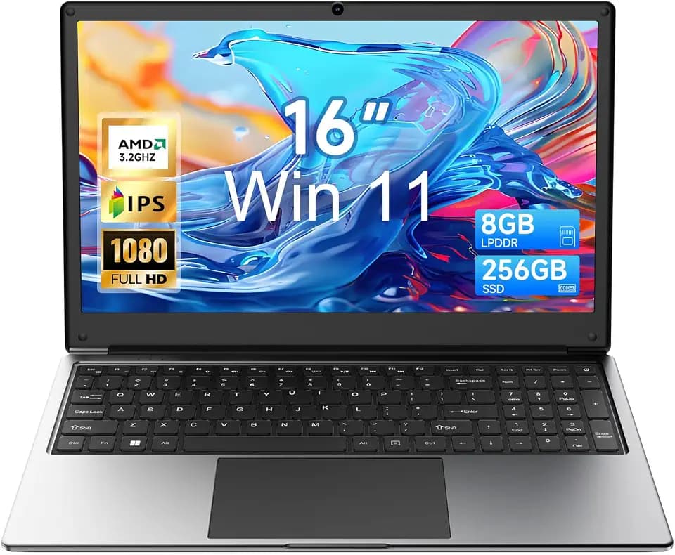 16" Laptop with Win11, 8GB RAM 256GB SSD, AMD A9(up to 3.2GHz)