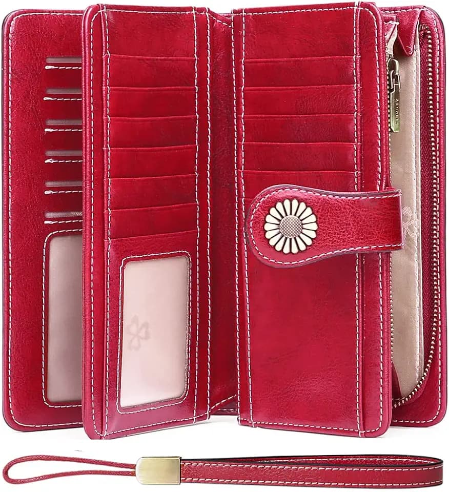 SENDEFN Wallets for Women Leather Credit Card Holder with RFID Blocking Large Capacity Wristlet