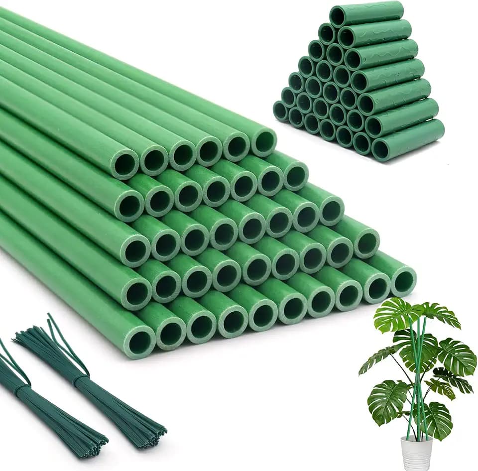 Garden Stakes 17Inch 40Pcs HOUNANG Adjustable Length Plant Support Stakes