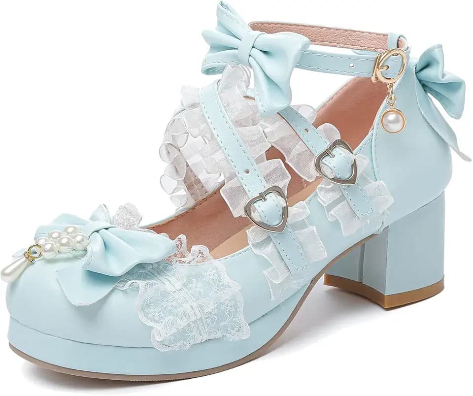 Women's Kawaii Shoes Cross Strap Pumps Cute Mary Jane Shoes