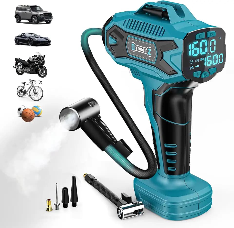 DIYtoolifz 160PSI Cordless Tire Inflator Compatible with Makita 18V Battery