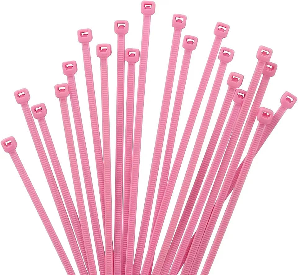 XINGO 1000 Stück Kabelbinder Rosa, 100mm x 2,5mm, 8,1 kg Zugfestigkeit, kleine Größe, UV Beständig Set für Zur Ordnung von Kabeln, Gartenarbeit, Hause, im Büro, der Garage