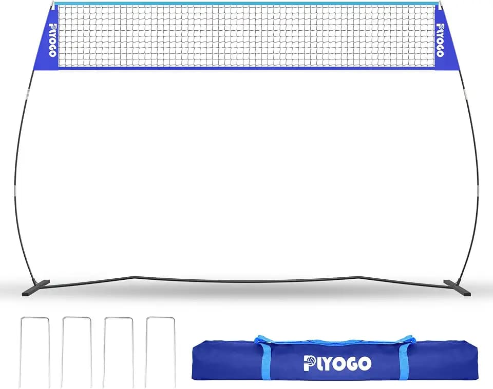 Volleyball Net, 14FT Portable Volleyball Net for Backyard, Adjustable Height and Instant Setup, Professional Freestanding Training Practice Set for Indoor and Outdoor with Carry Bag