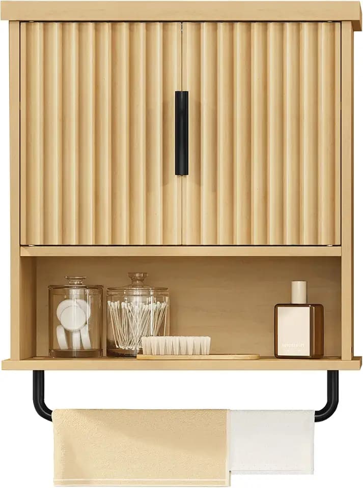 VASAGLE Bathroom Cabinet Wall Mounted, Towel Bar, 7.9 x 17.7 x 24 Inches