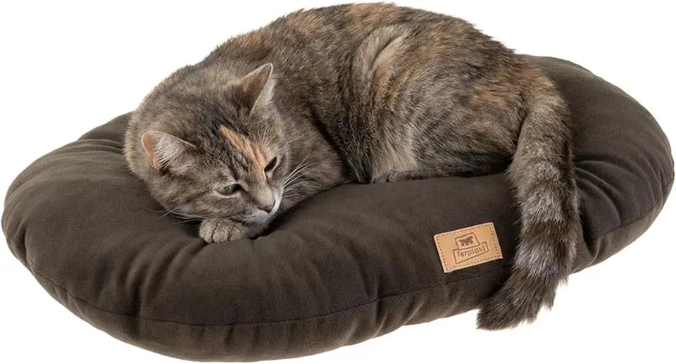 Ferplast Cuscino Cane e Gatto RELAX MICROFLEECE, Cuccia in Caldo e Soffice Micropile per Taglia Piccola, Lettino per Cani Lavabile, 55 x 36 x 12 cm. Marrone