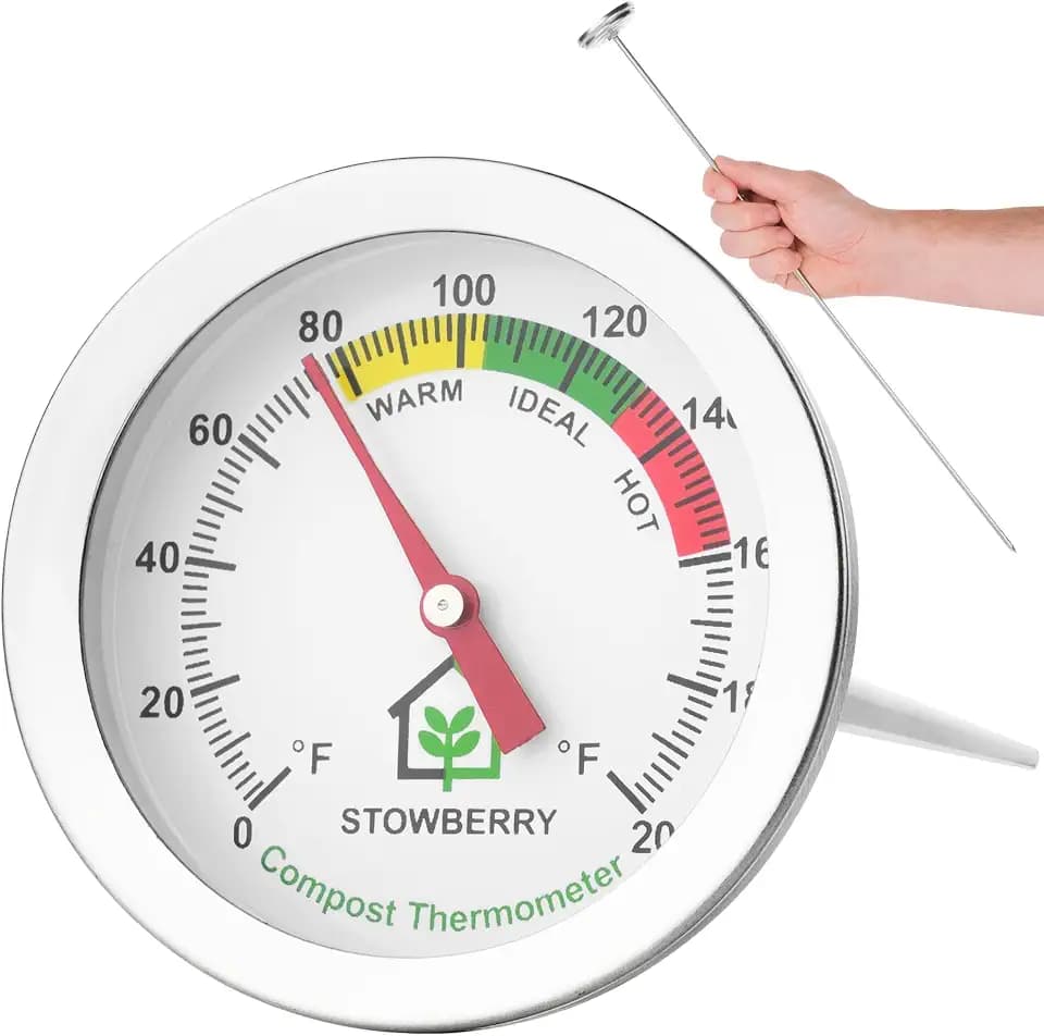 Compost Thermometer 20 Inch Stainless Steel with 2 Inch Dial