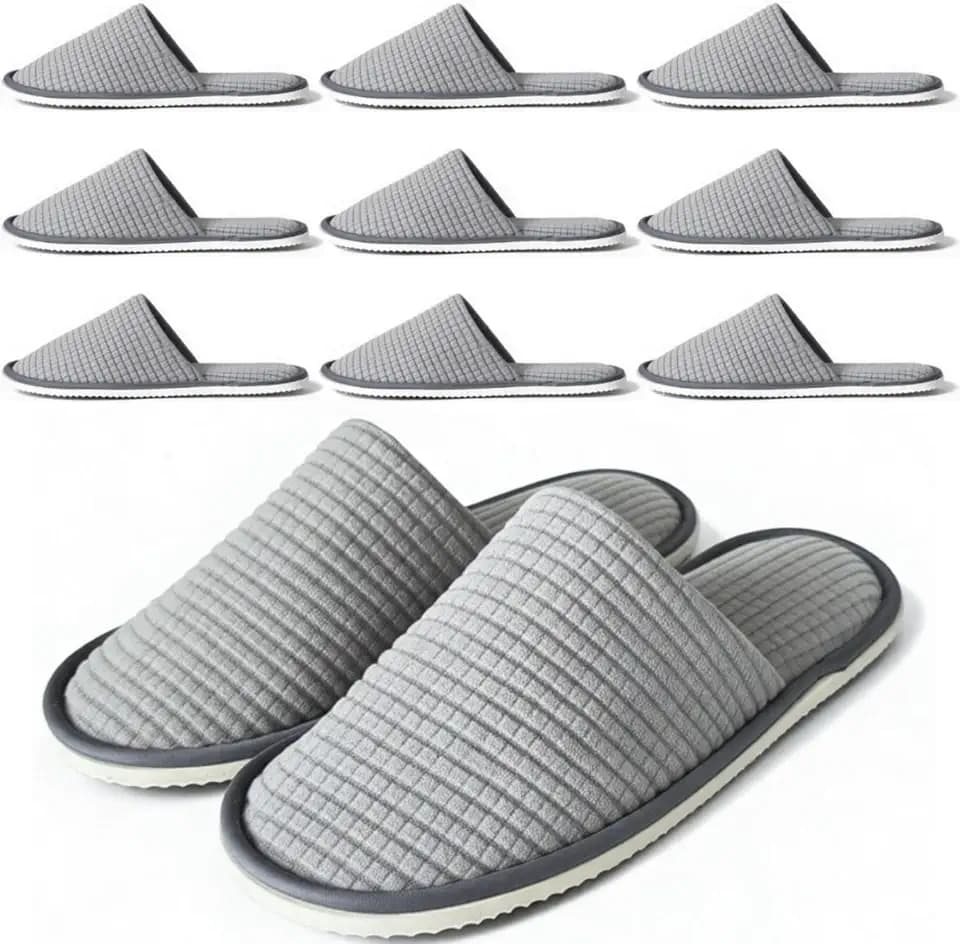 Anmerl 10 Pairs Disposable Hotel Slippers - Bulk Guest House Shoes for Spa, Wedding, Travel, Universal Size, Non-Slip, Washable with Individual Packaged