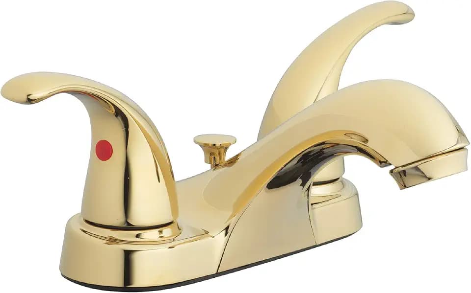 Aqua Vista Two-Handle Centerset Bathroom Sink Faucet, Polished Brass