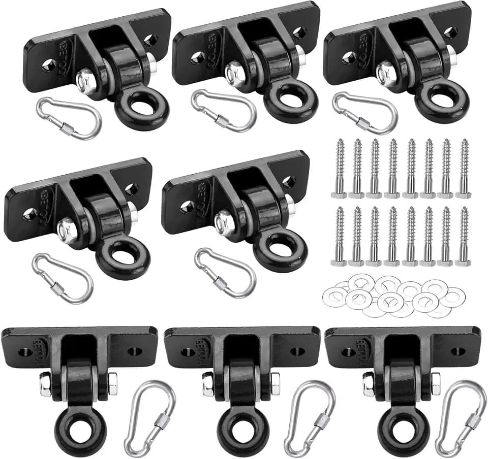 BETOOLL Heavy Duty Swing Hangers Swing Set Hardware Playground Porch Yoga Seat Trapeze Wooden Sets Indoor Outdoor Set Black of 8