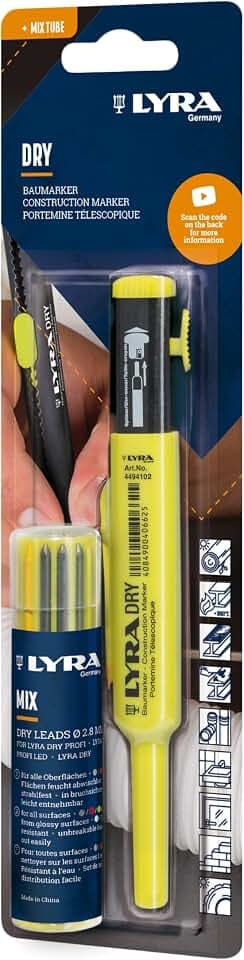 LYRA Dry, Baumarker + Ersatzminen gemischt Blister 1 Stk. | dreikant, Halter, Spitzer, Mine 2,8 x 2,8 x 100mm, Ersatzset enthalten