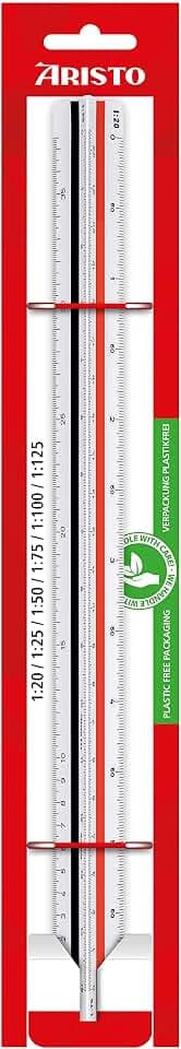 Aristo AR23702EB College Dreikant Maßstab (Reduktion 1:20 :25 :50 :75 :100 :125, Kunststoff, 30 cm lang) für Architekten (A)
