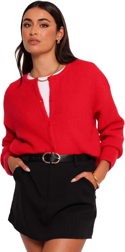 Petal & Pup Women's Astor Classic Button Up Cardigan - Red