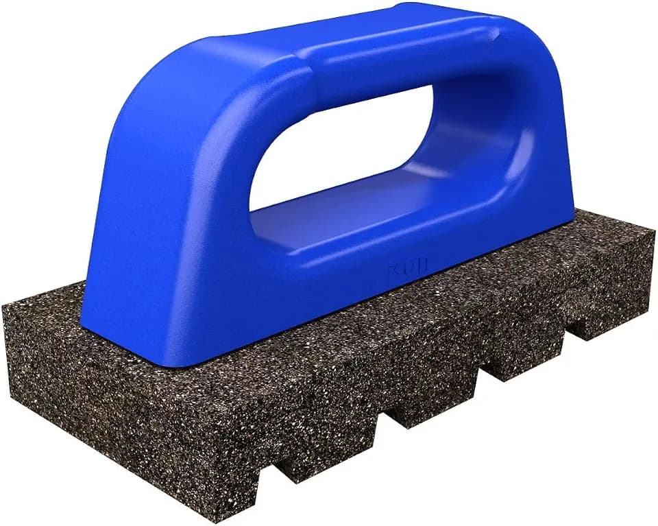 Bon Fluted Rub Brick – 6 in. x 3 in. x 1 in. 20 Grit Silicon Carbide with Comfortable Plastic Handle for Smoothing Concrete Surfaces