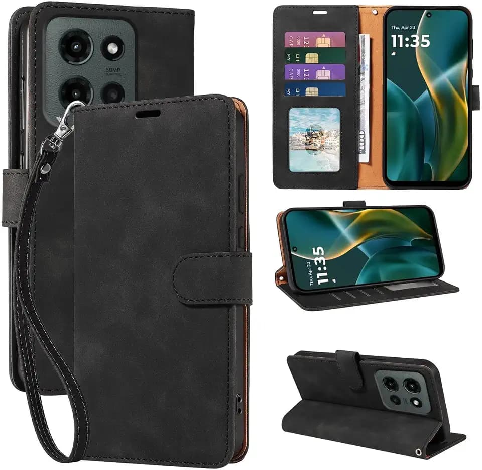 RFID Flip Wallet Case for Moto G 2026/2025 and G Play 2026, Black