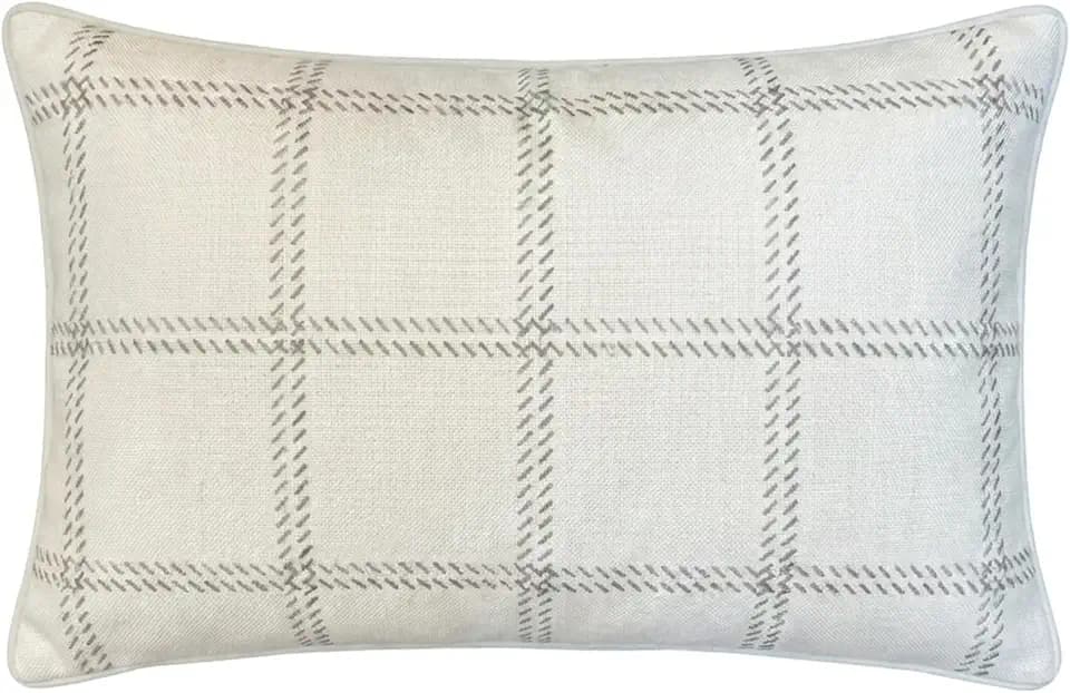 Jillien Harbor Elliot Lumbar Cottage Style Neutral Pillow Cover Only, 12"x20" for Couch, Bed, Chair