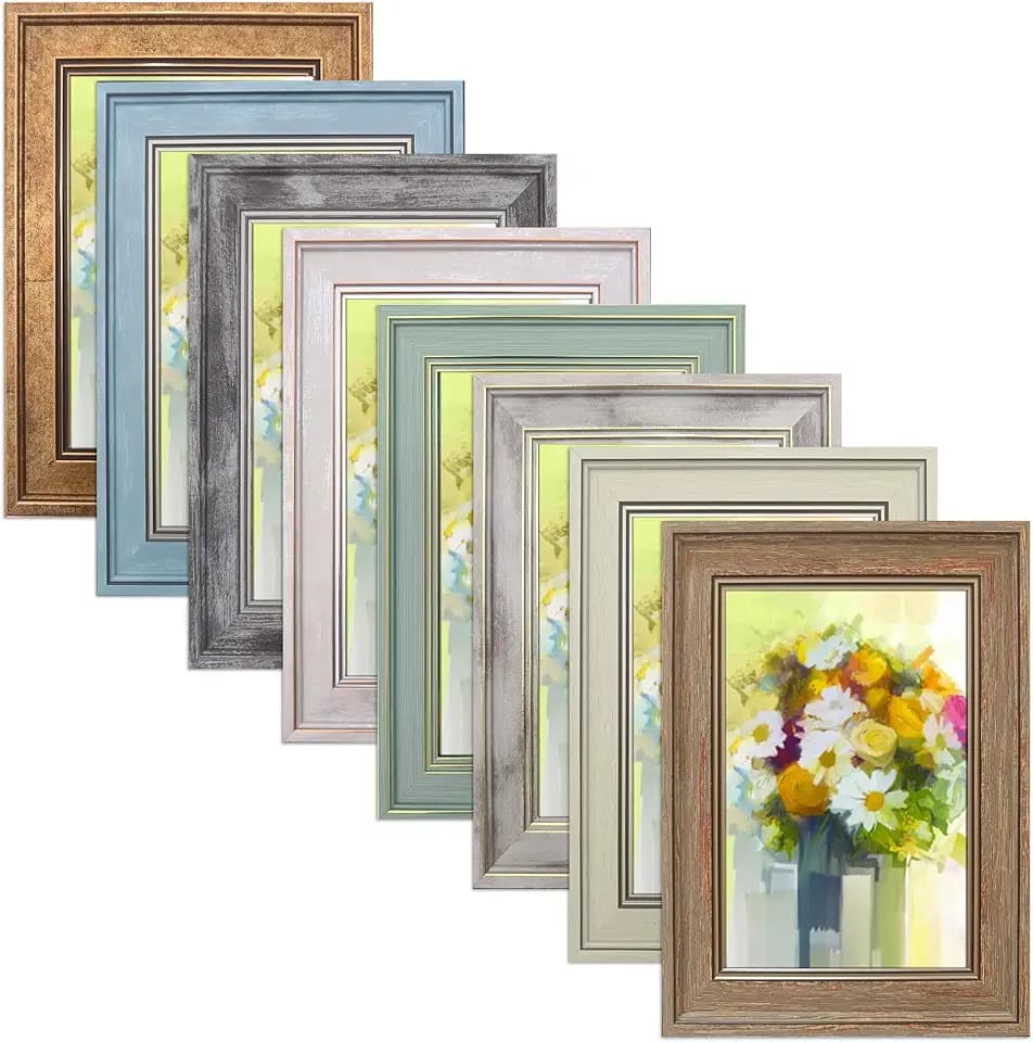 LUCKYLIFE 5x7 Picture Frame Set of 8, Rustic Farmhouse Picture Frames for Table or Wall Hanging