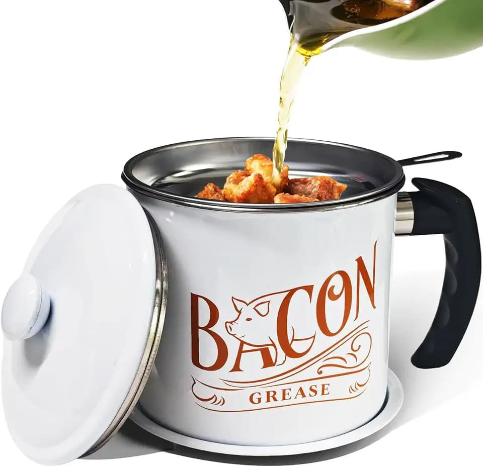 Bacon Grease Container,1.3L with Strainer for Cooking Oil Storage