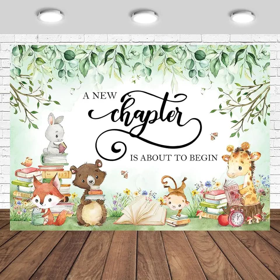 Storybook Baby Shower Backdrop 7x5ft A New Chapter is About to Begin Forest Animal Theme Baby Shower Decorations Next Chapter Photography Background
