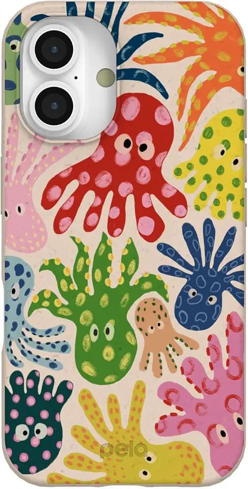Pela | Phone Case Compatible with iPhone 16 | Limited Edition | Supports Wireless Charging | Cute Eco Friendly | Octopi
