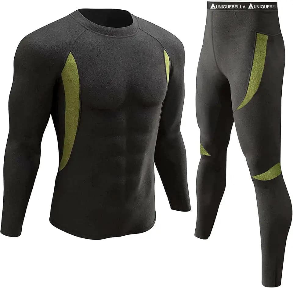 UNIQUEBELLA Thermo Unterwäsche Set, Funktionswäsche Herren Skiunterwäsche Winter Suit Ski Thermo-Unterwäsche Thermowäsche Unterhemd + Unterhose
