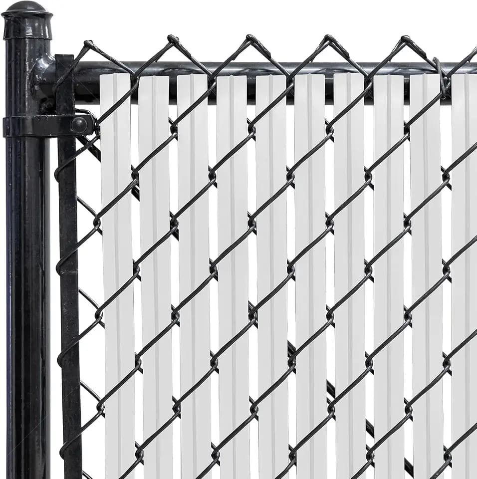 Privacy Fence Slats, Chain-Link Bottom Lock, White, 4ftx10ft