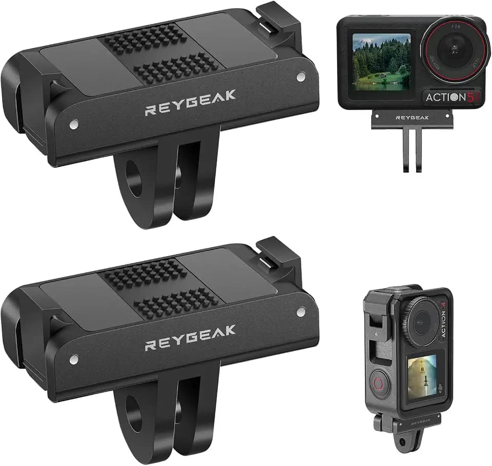 REYGEAK Quick Release Mount for DJI OSMO 360/Action 5 Pro/4/3,Magnetic Adapter Mount with Dual-Claws for DJI Osmo Action Accessories(2 Pack)