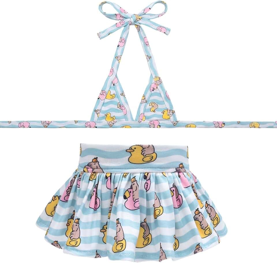 CuteBone Dog Bikini Dress, Stylish Swimsuit Costume for Small Dogs, Comfortable & Adjustable Puppy Bathing Suit, Soft Outfit Pet Apparel for Beach, Pool and Summer Fun DB37XS