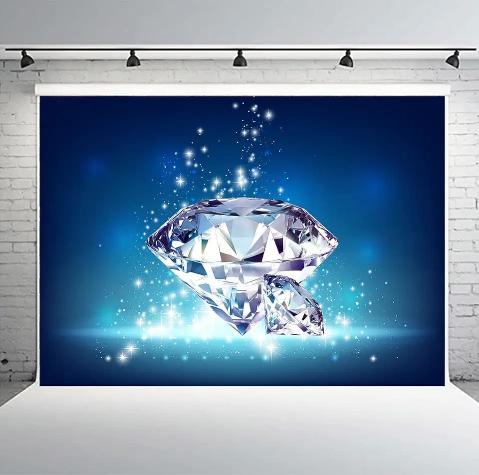 Shining Diamonds Backdrop,Wedding Decorations,Navy Blue,Vinyl,7x5ft