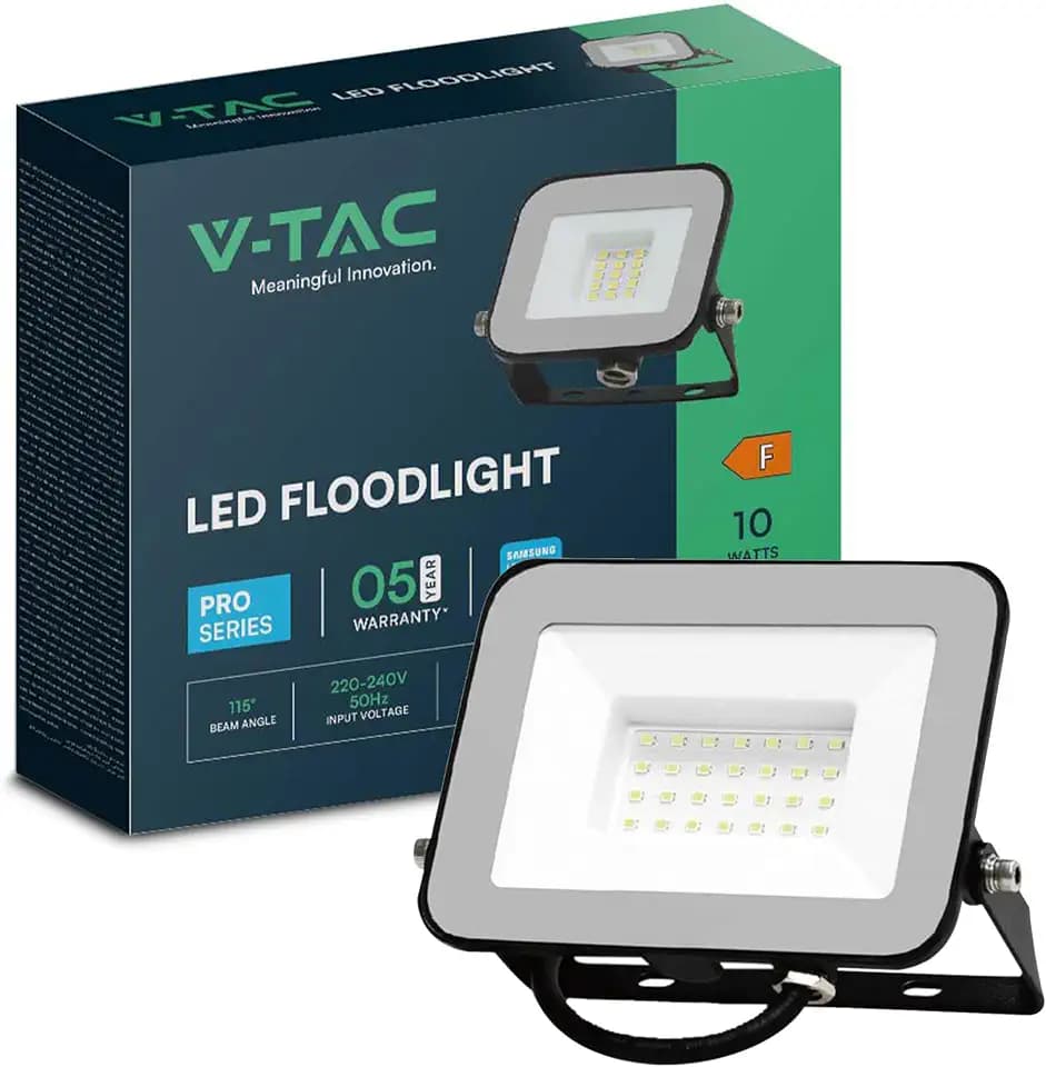 V-TAC VT-50 LED Flutlicht Samsung Chip, 6400K, 4000lm, IP65, 50 Watt, A+, Kunststoff, W, weiß, 50W