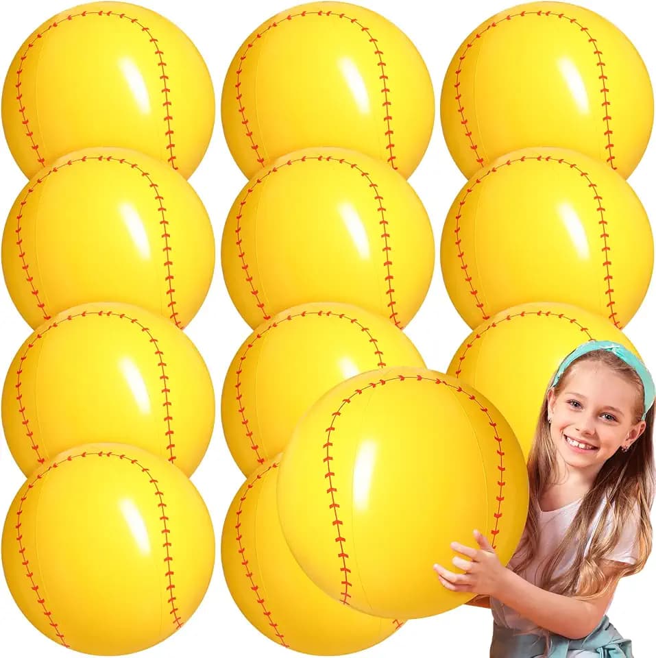 Chivao 12 Pack 16 Inch Inflatable Baseball Beach Balls, Giant Pool Toys