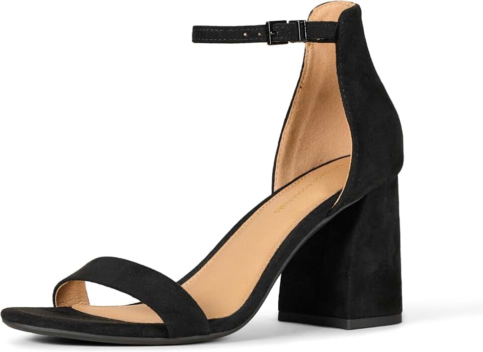 Amazon Essentials Women's High Heel Nola Block Heels Sandals with Ankle Strap