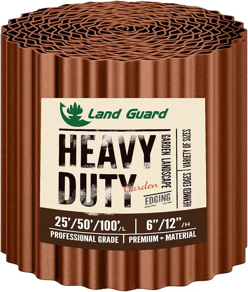 Land Guard Corrugated Garden Edging Border, 12"×25' Landscape Paver Edging, Tall Landscape Edging, Fence for Garden, Flower Bed, Lawn and Landscape Edging (Red Rust)
