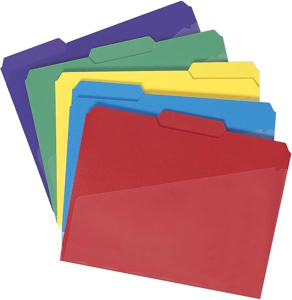 Smead Plastic File Folders with Pockets and Tabs, Letter Size, 30 Count