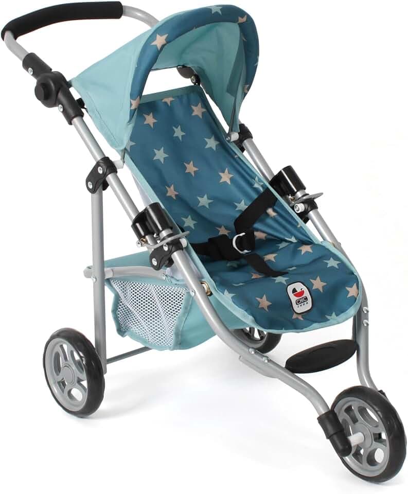 Bayer Chic 2000 Puppenbuggy Lola | Sternchen Türkis | Für Puppen bis 50 cm