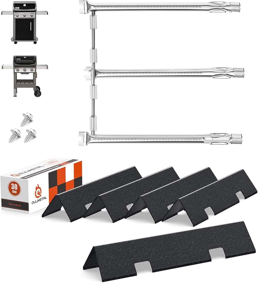 Spirit Grill Replacement Parts 69787 Burner 7636 Flavorizer Bars for Weber Spirit & GS4 Spirit II 300 Series Grills, Grill Parts for Spirit E-310, Spirit II E-310, Spirit E/S320 E/S330 SP310.320/330