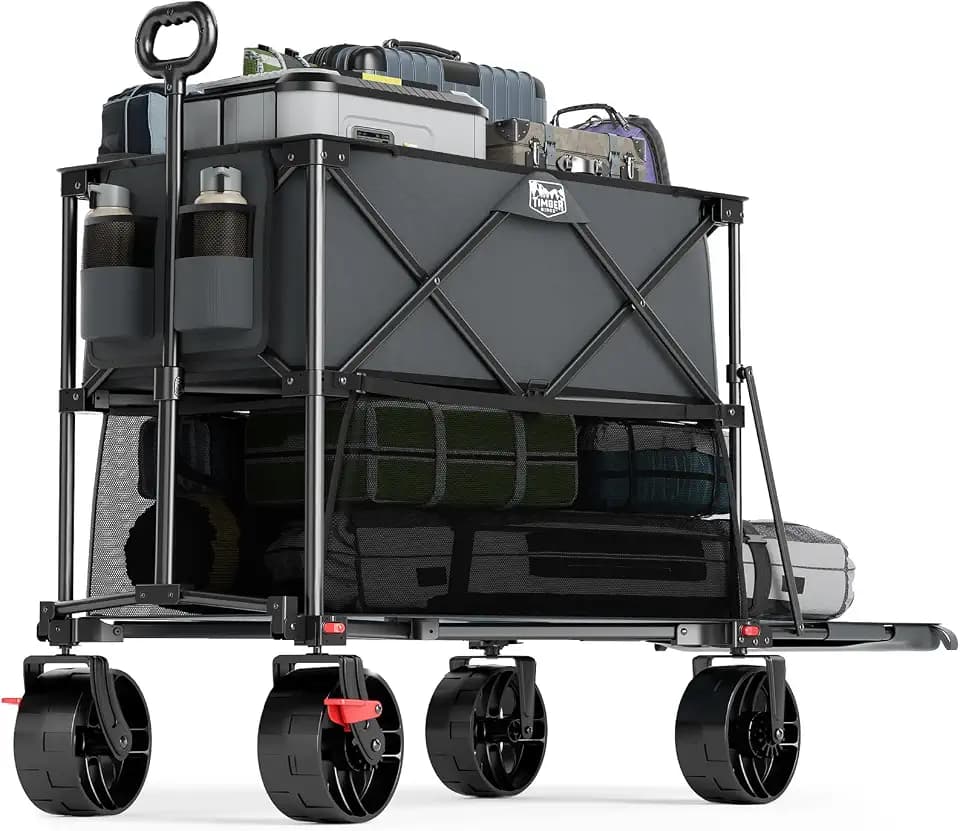 Timber Ridge 400L Folding Double Decker Wagon with Brakes, 54" Extra Long