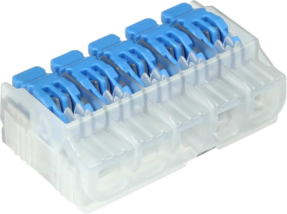Ideal Electrical in-Sure Lever Wire Connector,12 AWG, 5-Port(30-10L25), Box of 75—Compact Releasable Connectors for Solid and Stranded Wire