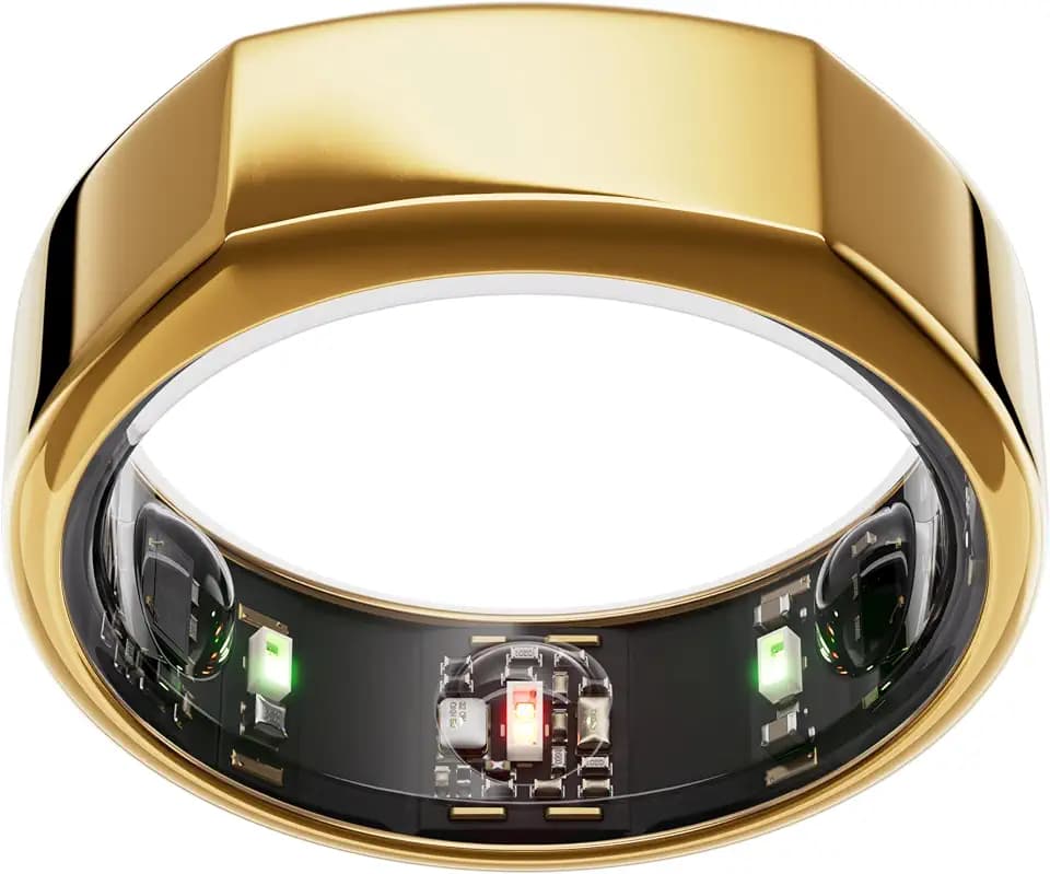 Oura Gen3 Heritage Smart-Ring - Größe 8, Gold | Wearable für Schlaf-, Herzfrequenz- und Fitnesstracking - Bis zu 7 Tage Akkulaufzeit - Kompatibel mit iOS/Android - Bestimme Deine Größe vor dem Kauf