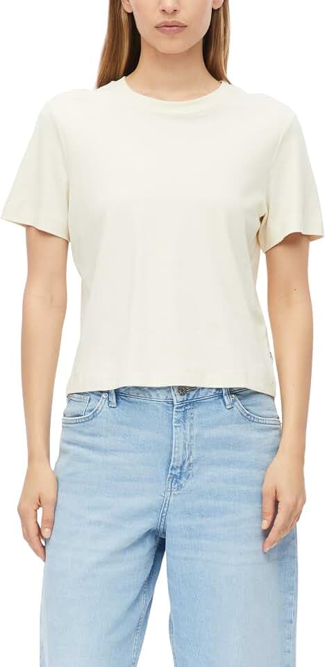 s.Oliver Damen T-Shirt – Regular Fit, Interlockjersey, verkürzt
