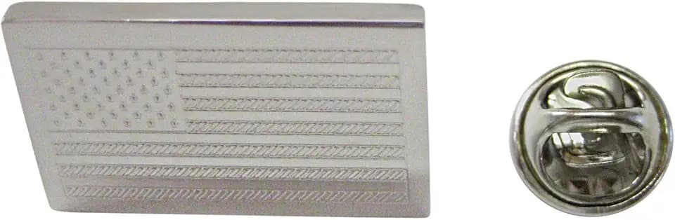 Kiola Designs Silver Toned Etched USA American Flag Lapel Pin