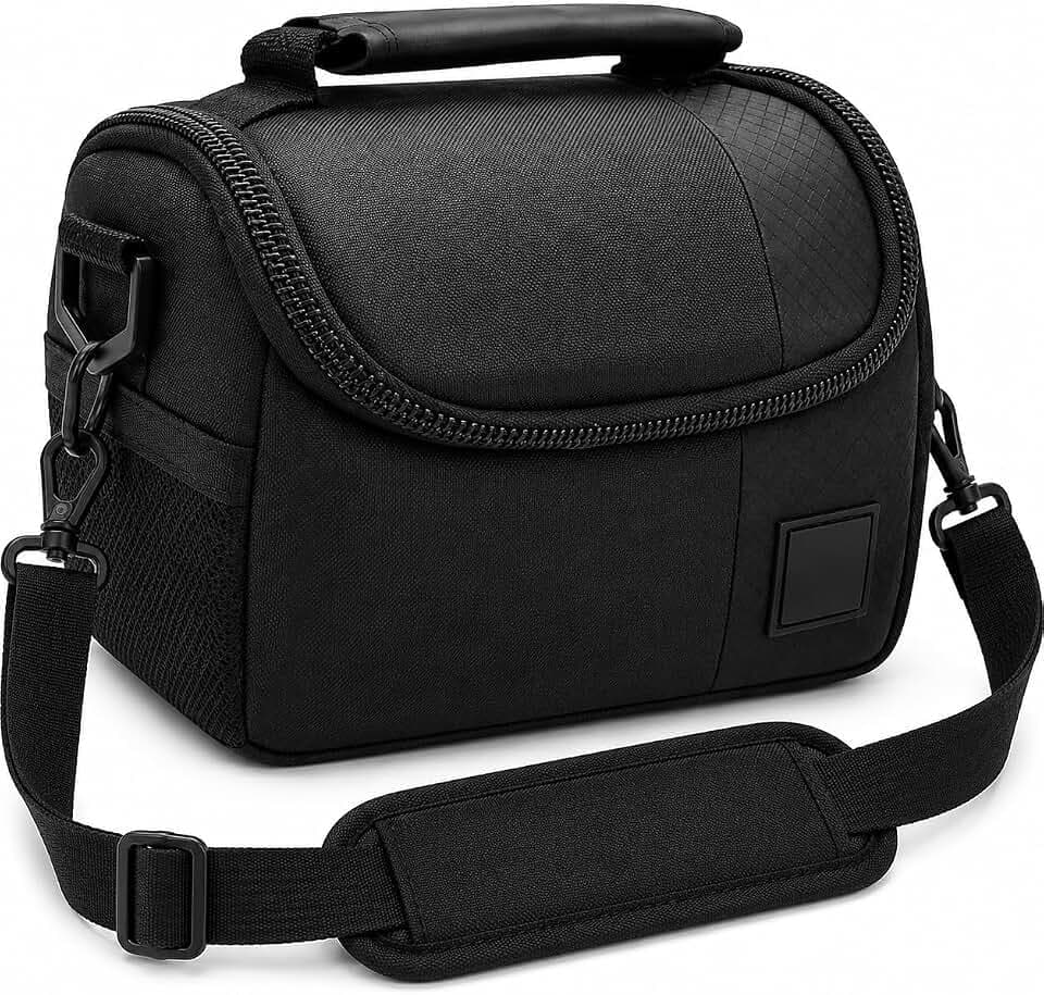 eCostConnection Small Padded Camera Bag with Shoulder Strap – Compact DSLR & Mirrorless Camera Carrying Case, Lightweight Protective Crossbody Case